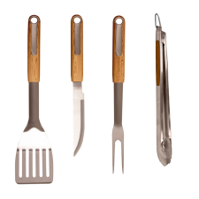 RIWALL 4 részes prémium rozsdamentes acél grilleszköz készlet Riwall PRO RBBQ 4W SET kerti sütés és főzés