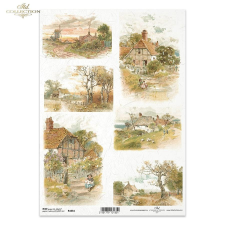  Rizspapír - Falusi képek dekorációs kellék