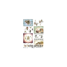  Rizspapír - kislány, madarak dekorációs kellék