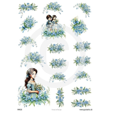  Rizspapir - nefelejcs-csokrok dekorációs kellék