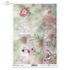  Rizspapír - Nyári virágok, katicabogár és pillangó dekorációs kellék