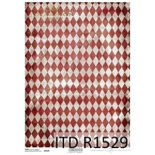  Rizspapír - piros-fehér rombuszminta dekorációs kellék