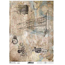  Rizspapír - régi idők vitorlása dekorációs kellék