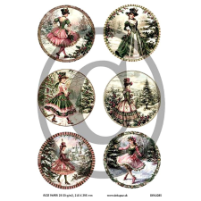  Rizspapír - régimódi hölgyek, hat kör dekorációs kellék