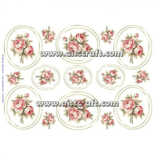  Rizspapír - Rózsák keretekben dekorációs kellék