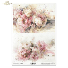  Rizspapír - rózsaszín virágok, női arc dekorációs kellék