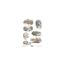  Rizspapír - téli falu dekorációs kellék