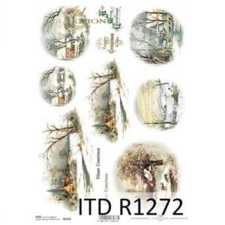  Rizspapír - téli tájak dekorációs kellék