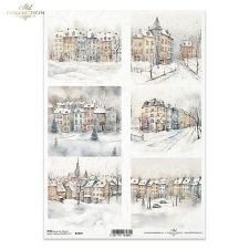  Rizspapír - Téli város dekorációs kellék