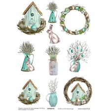  Rizspapír – türkiz tavasz dekorációs kellék