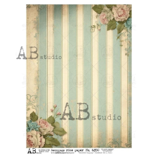  Rizspapir - vintage rózsák csikos háttéren dekorációs kellék