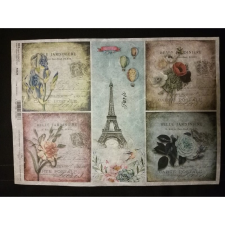 Rizspapír virágos Párizs decoupage papír