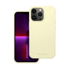 ROAR Apple iPhone 13 Pro prémium szilikon tok velúr béléssel, világossárga tok és táska