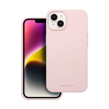 ROAR Apple iPhone 14 prémium szilikon tok velúr béléssel, világos rózsaszín tok és táska