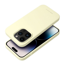 ROAR Apple iPhone 15 Pro prémium szilikon tok velúr béléssel, világossárga tok és táska