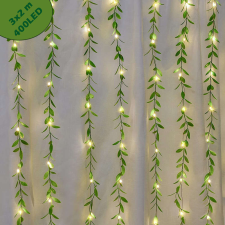 Robi Dekorációs LED fényfüggöny műnövénnyel, hideg fehér - 3x2 m karácsonyfa izzósor