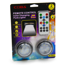 Robi Vezeték nélküli, távirányítós RGB LED kislámpa - időzíthető, öntapadós, 2 db világítás