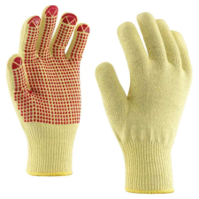 Rock Safety MAMMOTH-1T-DOT Egyszálas kötött Kevlar® kesztyű, PVC pontozással védőkesztyű