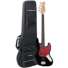 Rocktile Pro Jb-30Bk 70'S Deluxe Elektromos basszusgitár Fekete Szett Könnyű caserel gitár és basszusgitár