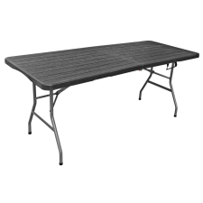 Rojaplast műanyag catering összecsukható, hordozható vendéglátó asztal 180x74 cm - Fekete kerti bútor