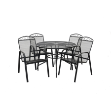  Rojaplast Teramo fém kerti bútor szett, 4db székkel, fekete kerti bútor