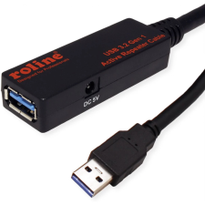 ROLINE USB 3.0 Aktív hosszabbító kábel 10m - Fekete kábel és adapter