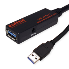 ROLINE USB 3.0 Aktív hosszabbító kábel 10m - Fekete (12.04.1070) kábel és adapter