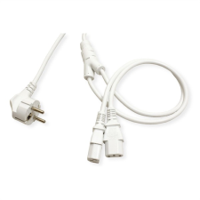ROLINE Y-Tápkábel Schuko - 2x C13,   2m, fehér kábel és adapter