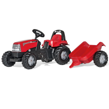 Rolly Toys pedálos piros traktor utánfutóval lábbal hajtható járgány