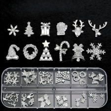 Roniki körömékszer szett - ezüst charm - 48db körömdíszítő