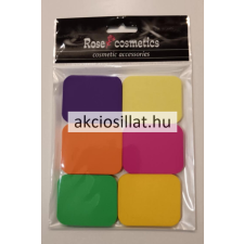 Rose Cosmetics Kozmetikai szivacs 6 db-os színes lapos téglalap alakú smink kiegészítő
