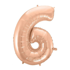 Rose Gold 6-os szám fólia lufi 92 cm party kellék