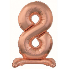 Rose Gold 8-as szám fólia lufi talppal 74 cm party kellék
