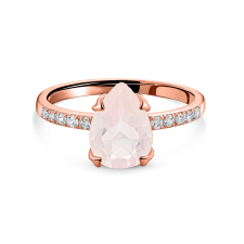  Rose Gold rózsaszín kvarc csepp ezüst gyűrű 7 gyűrű