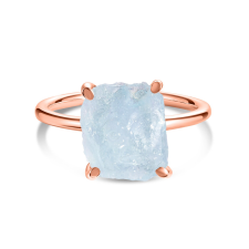  Rose Gold Simple Stone Aquamarine ezüst gyűrű gyűrű