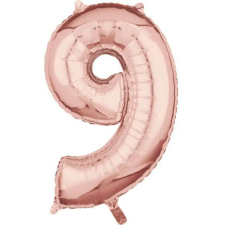  Rose Gold szám fólia lufi 9-es, 66x43 cm party kellék