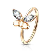  Rosegold Színű Sárgaréz Orr- És Fülpiercing Pillangóval egyéb ékszer