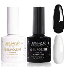 RoseNails Fehér-Fekete gél lakk szett 2x7,5ml lakk zselé