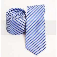 Rossini Prémium slim nyakkendő - Kék-ezüst csíkos nyakkendő