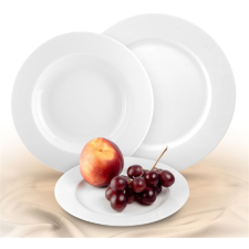 ROTBERG Basic fehér 22cm 6db-os porcelán mélytányér szett tányér és evőeszköz