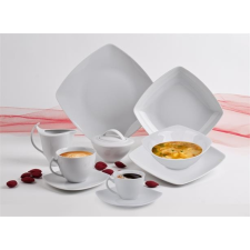 ROTBERG Mélytányér, porcelán, négyszögletes , 20 cm, ROTBERG, Quadrate , fehér tányér és evőeszköz