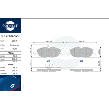 Rotinger fékbetétkészlet, tárcsafék ROTINGER RT 2PD07020 autóalkatrész