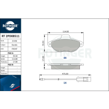 Rotinger fékbetétkészlet, tárcsafék ROTINGER RT 2PD08511 autóalkatrész