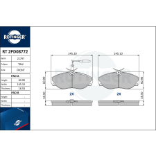 Rotinger fékbetétkészlet, tárcsafék ROTINGER RT 2PD08772 autóalkatrész