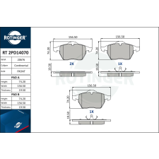 Rotinger fékbetétkészlet, tárcsafék ROTINGER RT 2PD14070 autóalkatrész