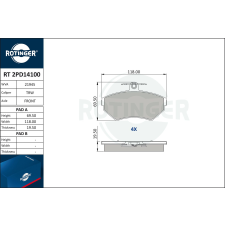 Rotinger fékbetétkészlet, tárcsafék ROTINGER RT 2PD14100 autóalkatrész