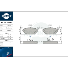 Rotinger fékbetétkészlet, tárcsafék ROTINGER RT 2PD14360 autóalkatrész