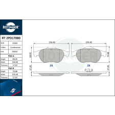 Rotinger fékbetétkészlet, tárcsafék ROTINGER RT 2PD17080 autóalkatrész