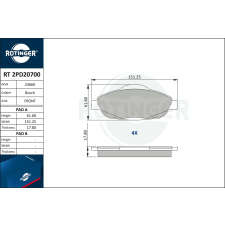 Rotinger fékbetétkészlet, tárcsafék ROTINGER RT 2PD20700 autóalkatrész
