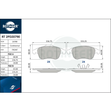 Rotinger fékbetétkészlet, tárcsafék ROTINGER RT 2PD20790 autóalkatrész